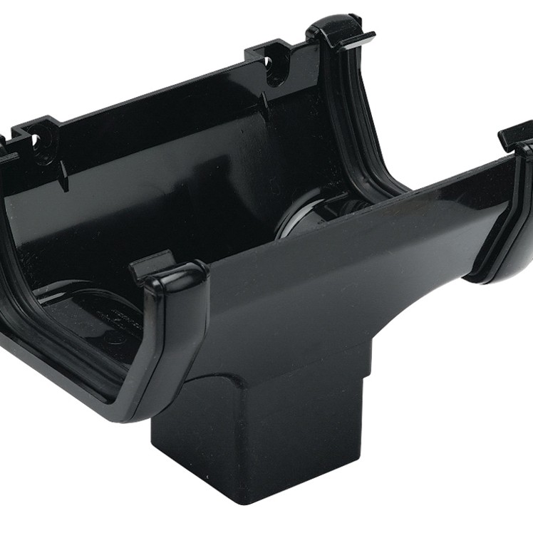 Square Line Gutter Running Outlet - Black