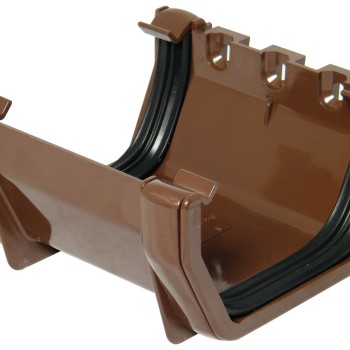 Square Line Gutter Union Bracket - Brown