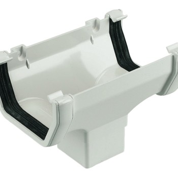 Square Line Gutter Running Outlet - White