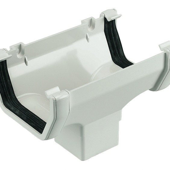 Square Line Gutter Running Outlet - White