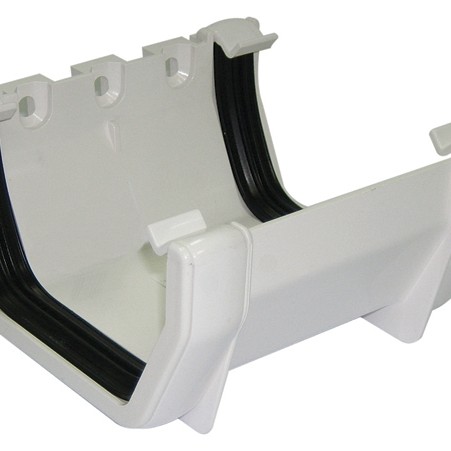 Square Line Gutter Union Bracket - White