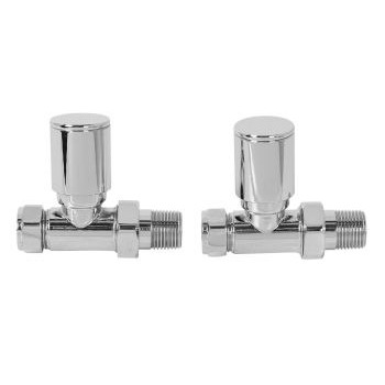 Chrome Straight Towel Radiator Valve 15mm X ½" 2 PACK