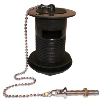 Basin waste S/S plastic 1 1/4" slotted with plug chain and stay