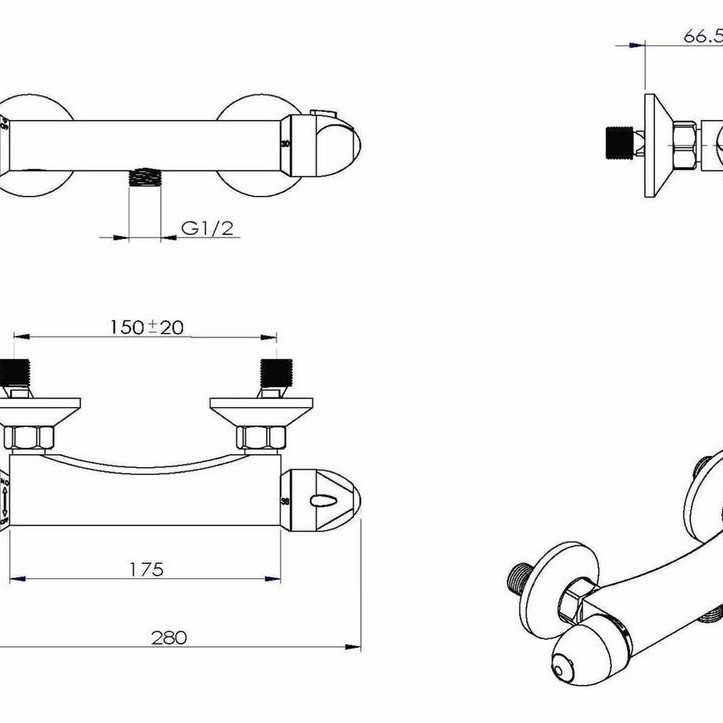 GEM Torpedo Thermostatic Bar Shower Mixer Valve