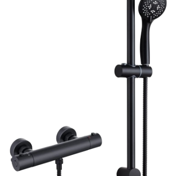 Gem Thermostatic Bar Mixer With Shower Rail Kit Black