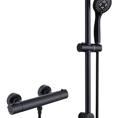 Gem Thermostatic Bar Mixer With Shower Rail Kit Black
