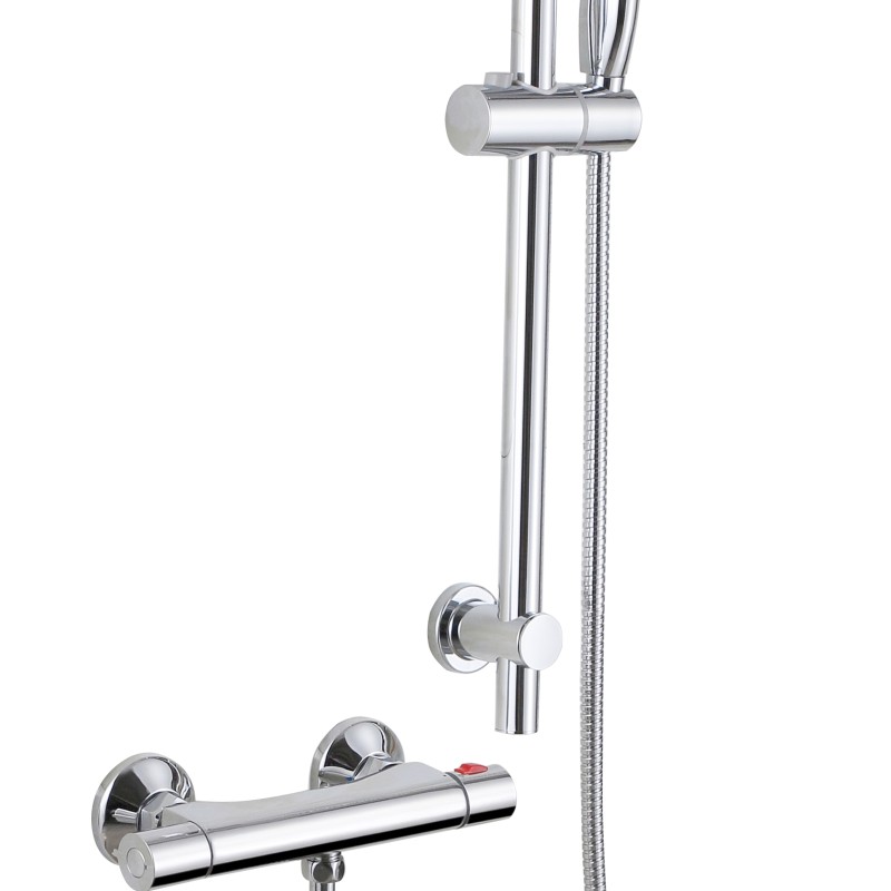 Gem Thermostatic Bar Mixer With Shower Rail Kit Chrome