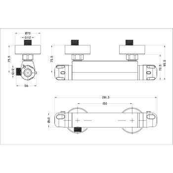 GEM Bottom Outlet Thermostatic Shower Mixer And Riser Rail Kit