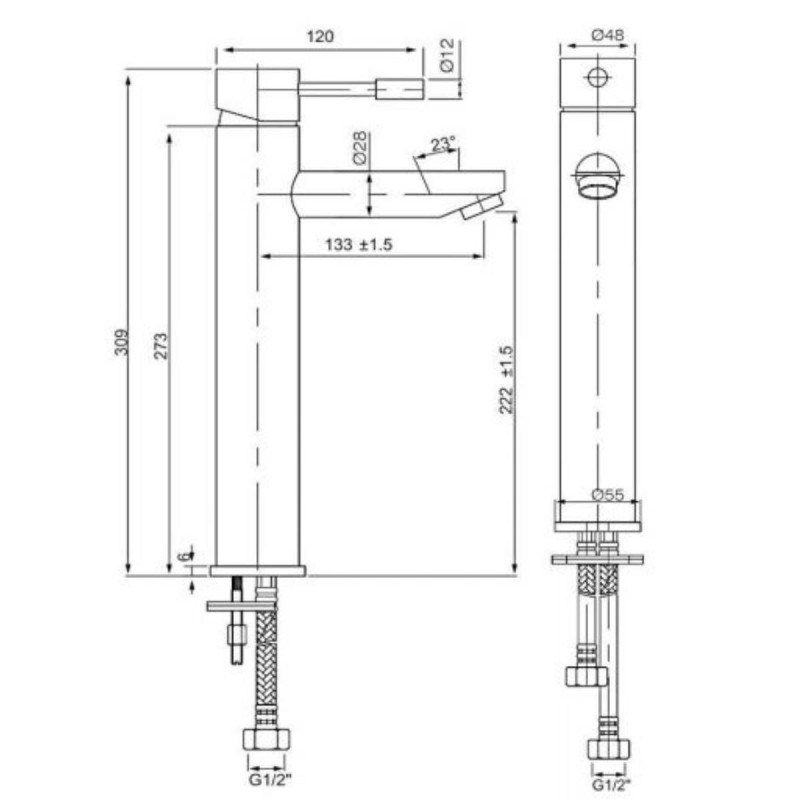 Risby Tall Mono Basin Mixer