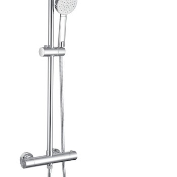 Round Chrome Thermostatic Shower Mixer with Rigid Riser Rail Kit