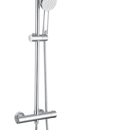 Round Chrome Thermostatic Shower Mixer with Rigid Riser Rail Kit