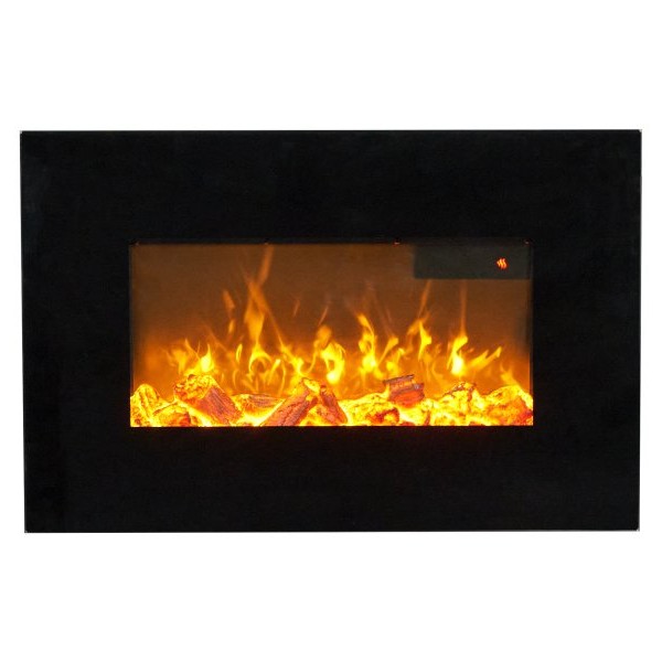 Sureflame Electric Wall Mounted Fire with Remote in Black, 26 Inch