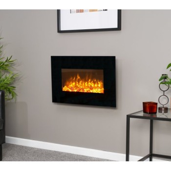 Sureflame Electric Wall Mounted Fire with Remote in Black, 26 Inch