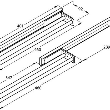 Towel Rail, 2 Arm, Aluminium