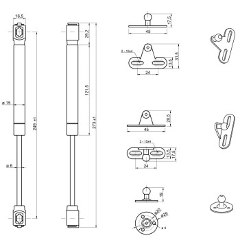 Gas Strut Stay 50NM For Cabinet/Cupboard Doors