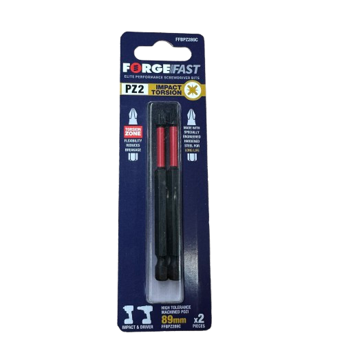 ForgeFast Impact Bits PZ2 x 89mm Card of 2