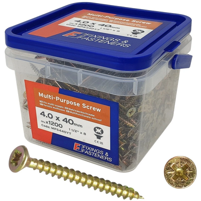 Multi Purpose Screw ZYP 4.0 x 40 Bulk Pack 1200
