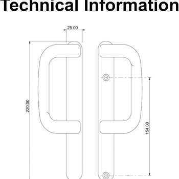 UPVC Inline Patio Door Handle XL Dummy White