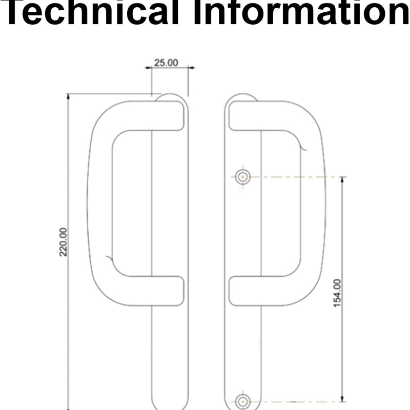UPVC Inline Patio Door Handle XL Dummy White