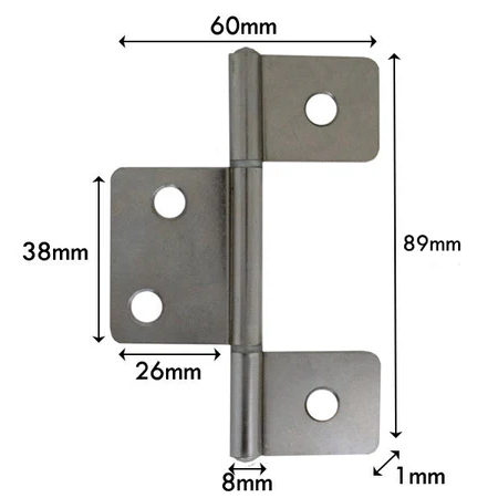 3 Leaf Satin Door Hinge 85mm