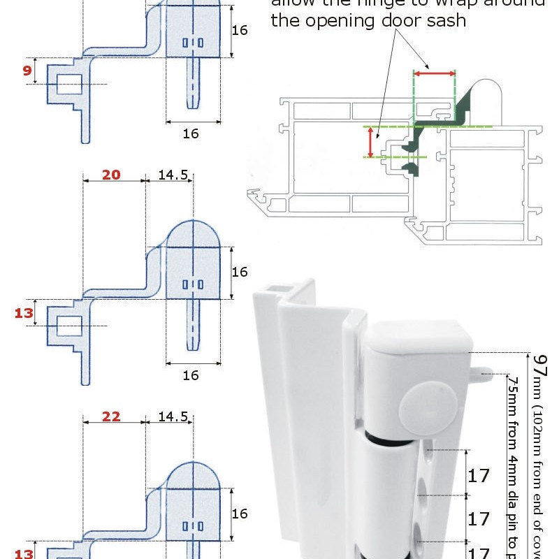 Adjustable Rebated Butt Hinge 9-16mm All-In-One White