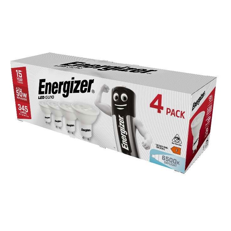 Energizer LED GU10 345lm 4.9W 6,500K (Daylight), Box of 4