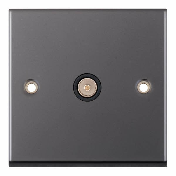 Black Nickel & Black Insert 1 Gang TV/FM Co-Axial Aerial Socket Outlet