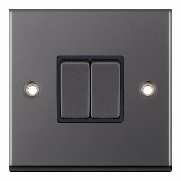 Black Nickel Black Insert 2 Gang 2 Way Switch 