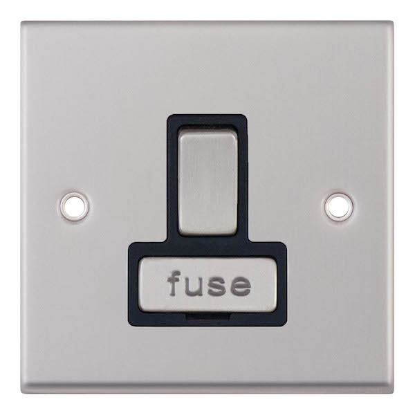 Satin Chrome & Black Insert Metal DP Switched Fused Connection Unit 13A