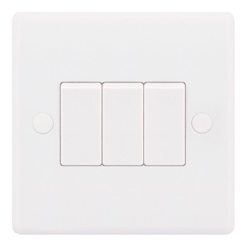 Smooth 3 Gang 10A 2 Way Switch