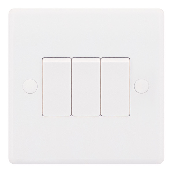Smooth 3 Gang 10A 2 Way Switch