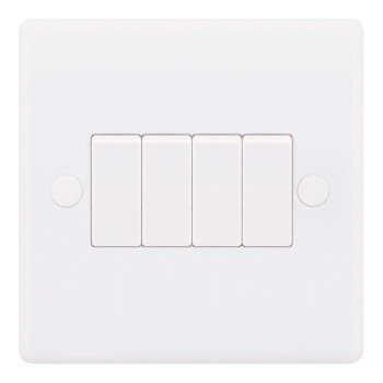 Smooth 4 Gang 10A 2 Way Switch (1 Gang Plate)