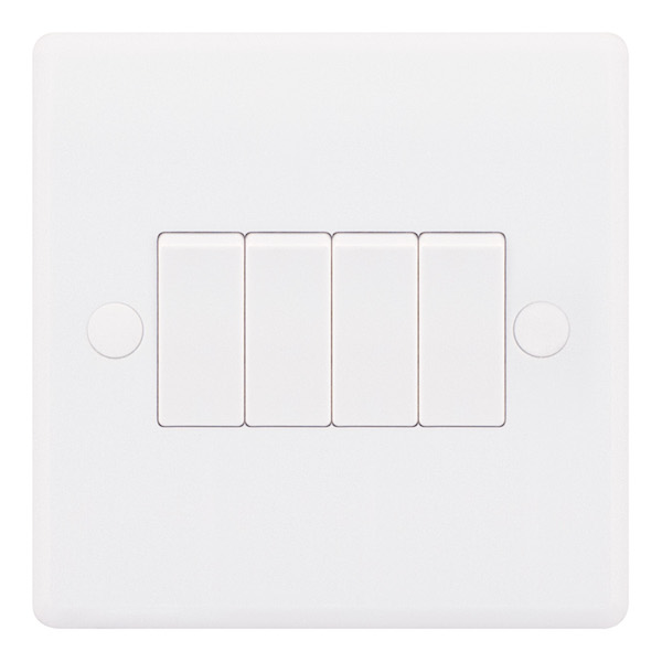 Smooth 4 Gang 10A 2 Way Switch (1 Gang Plate)
