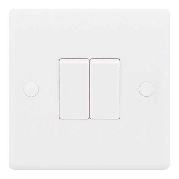 Smooth White 2 Gang 10A 2 Way Switch