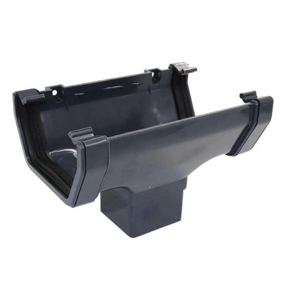 Square Line Gutter Running Outlet - Anthracite Grey
