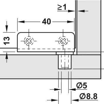 Glass Door Hinge Opening Angle 110° Simplex Pair