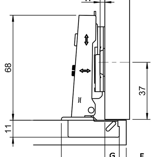 110º Smuso Quick Fixing Soft Close Hinge and Cruciform Base