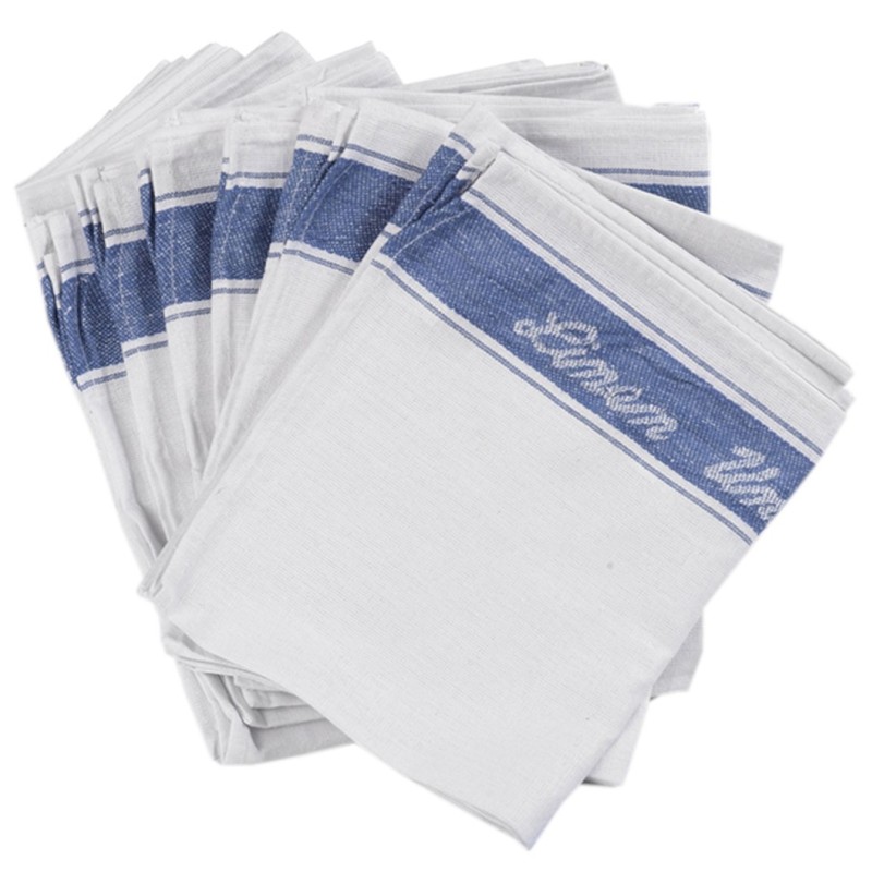 Linen Union Glass Cloth Blue Pack 12