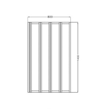 Bath Screen 1400mm x 800mm 4 Fold Screen 