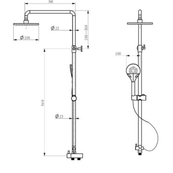 Overhead Rain Shower Riser Rail Kit Chrome