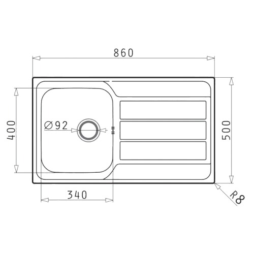 Athena Single Bowl Sink Smooth 860 x 500