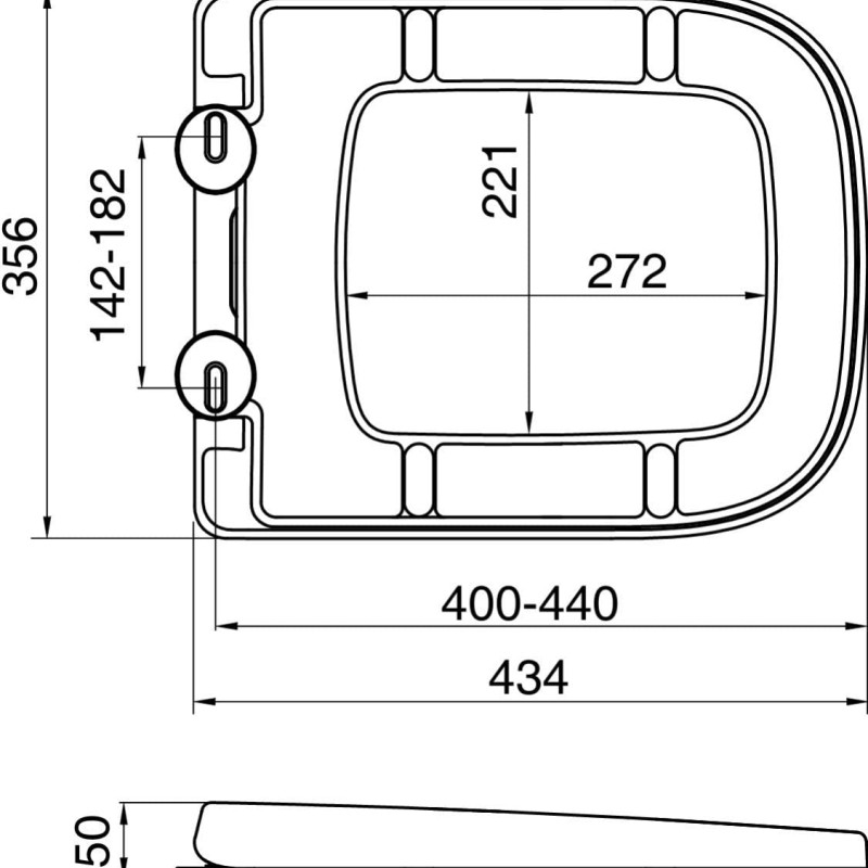 Square Cut V20 One Soft Close Toilet Seat in White